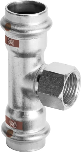 Viega Temponox verloop T-stuk met binnendraad 90° FFF 28 x 3/4 F x 28 mm - niet geschikt voor drinkwater 810917