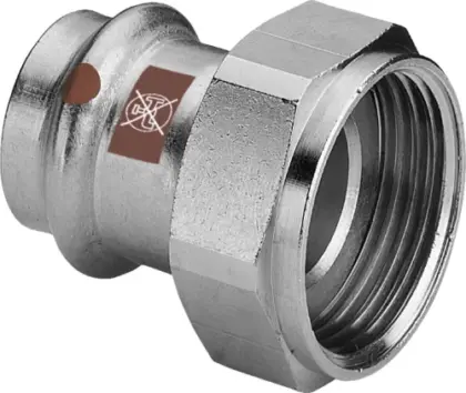 Viega Temponox inox 2-delige koppeling met losse moer vlak dichtend FF 28 x 6/4 F - niet geschikt voor drinkwater 811396