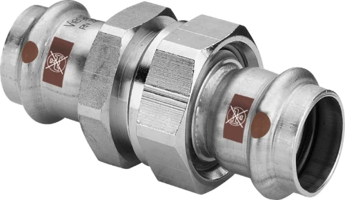 Viega Temponox inox 3-delige koppeling vlakdichtend FF 28 x 28 mm - niet geschikt voor drinkwater 812263
