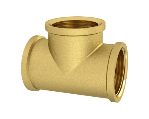 Brassline messing T-stuk FFF 5/4 x 5/4 x 5/4 (zak 5st) - prijs per stuk - enkel geschikt voor water 830540
