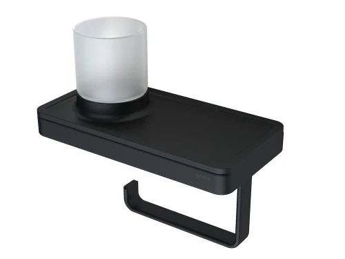 GEESA Frame Toiletrolhouder met planchet en (LED licht)houder Zwart / Zwart 918889-06-06