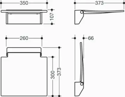 Hewi serie 950 opklapbaar zitje 350 - muurconsole wit - signaalwit 950.51.20090 98