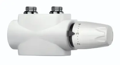 Heimeier Multilux 4 radiatoraansluitkraan 100% - vloer/muuraansluiting - wit - incl thermostaatknop DX - wit - 1/2 x EK3/4 9690-27.000