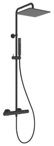 Ideal Standard CeraTherm T25 New Ecoflow douchesysteem - Silk Black - staafhanddouche 1jet vierkant 6 l/min - hoofddouche 250 x 250 mm 8 l/min - IdealFlex 1/2 x 1750 mm A8492XG