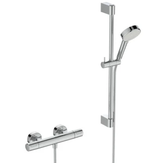 Ideal Standard CeraTherm T25 New Pack thermostatische douchemengkraan - chroom - doucheset 600 mm - chroom - handdouche 2jet 100 mm chroom/wit 8 l/min - IdealFlex 1/2 x 1750 mm A8528AA