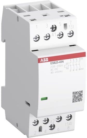 ABB Modulaire Contactor ESB25 25A 4NO 230V AC 400Hz spoel DIN-rail montage 1SAE231111R0640