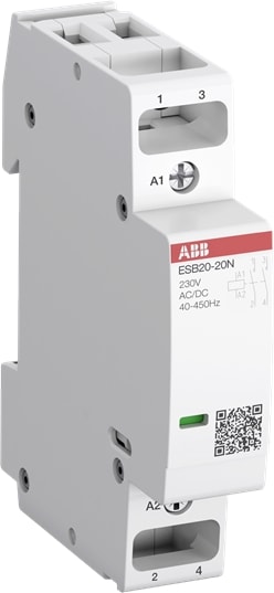 ABB Modulaire Contactor ESB20 20A 2NO 230V AC/DC spoel DIN-rail montage 1SBE121111R0620