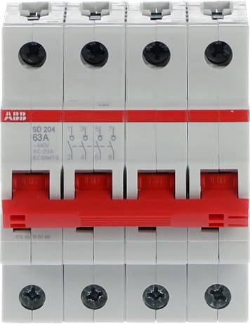 ABB Lastscheider SD204 4P 63A 440V AC AC-23A 25kA 125V DC DC-21A 2CDD284101R0063