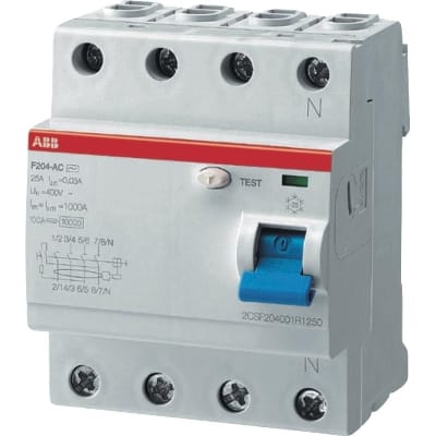 ABB Differentieelschakelaar F200 4P 80A 300mA Type A voor verdeelkasten 2CSF204101R3800