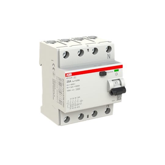 ABB Differentieelschakelaar VYA 4P 25A 30mA Type A voor verdeelkasten 2CSF704157R1250