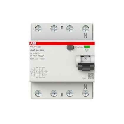 ABB Differentieelschakelaar VYA 3P+N 40A 30mA Type A voor verdeelkasten 2CSF704957R1400