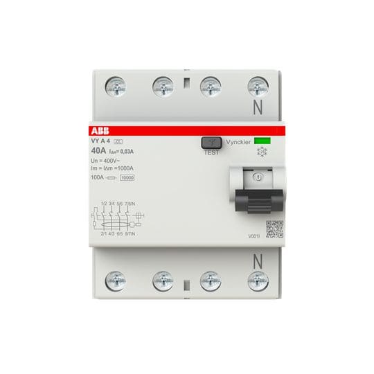 ABB Differentieelschakelaar VYA 3P+N 40A 30mA Type A voor verdeelkasten 2CSF704957R1400