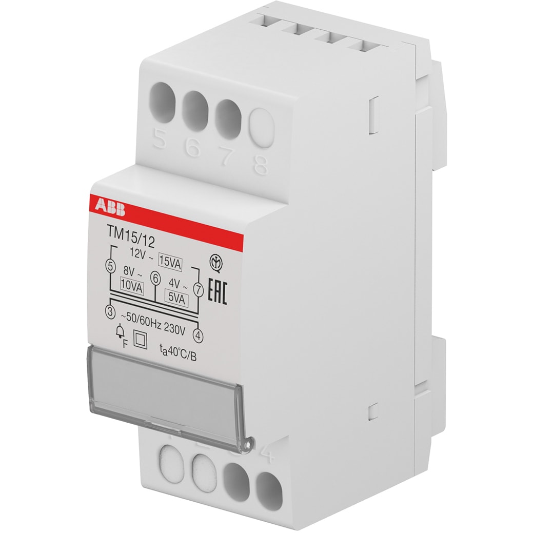 ABB Modulaire beltransformator TM 15/12 4-8-12V 15 VA Fail-Safe SELV 2CSM228735R0802