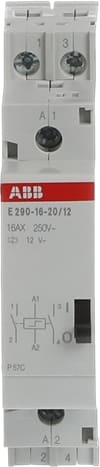 ABB Impulsschakelaar E290 16A 2NO 12V AC 12V DC DIN-rail grijs 2TAZ312000R2052