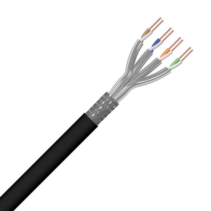 ACOME S/FTP CAT7 4P PE Fca Zwart Outdoor R7470A-T500