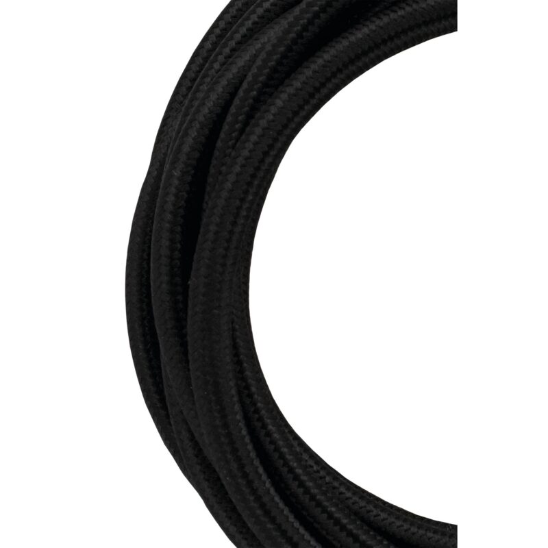 BAILEY Textielsnoer 3 meter Zwart 3x0.75mm2 met aardedraad 3-aderig snoer 139690