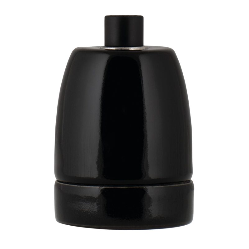 BAILEY Lamphouder Porselein E27 Zwart met kunststof trekontlaster zwart Fitting Max 60W 139706