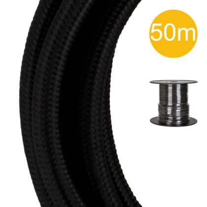 BAILEY Textielsnoer 50 meter rol Zwart 2x0.75mm2 2-aderig snoer 140317