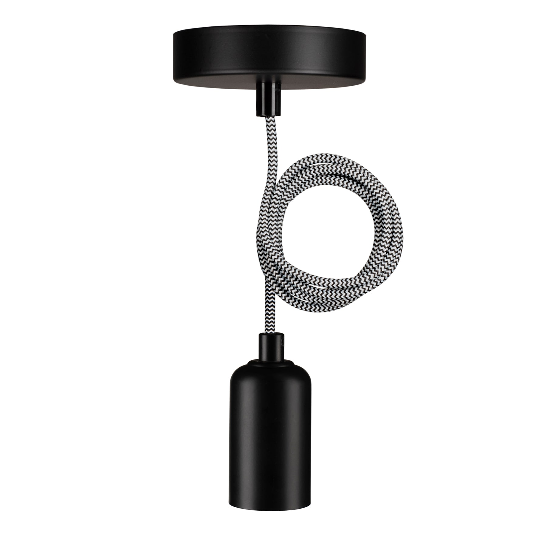 BAILEY BAI Hanglamp Reno E27 Zwart 1.5M snoer Zwart/Wit 2x0.75 kap 60W 141478