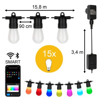 BAILEY Light String Smart Wifi 15m 15xST45 RGBW IP44 145600