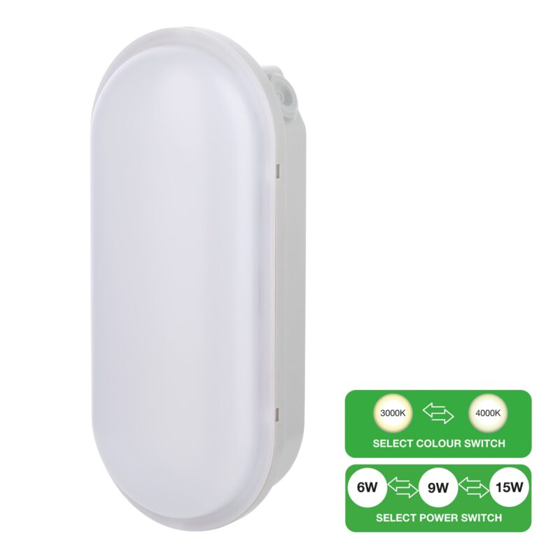 BAILEY LED Bulkhead Switch 6W-9W-15W 570-1500lm 830-840 Ovaal Grijs 146830