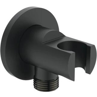 Ideal Standard IdealRain handdouchehouder met geïntegreerde muuraansluitbocht rond - Silk black BC807XG
