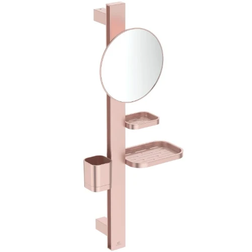 Ideal Standard Alu+ Accessoire Bar S - Make-up spiegel 200mm - planchet en tandenborstelhouder - rose BD589RO