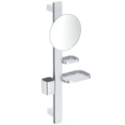 Ideal Standard Alu+ Accessoire Bar S - Make-up spiegel 200mm - planchet en tandenborstelhouder - silver BD589SI
