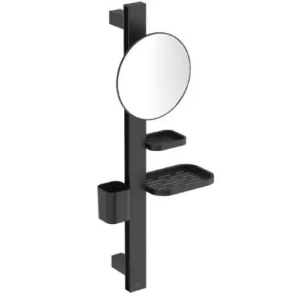Ideal Standard Alu+ Accessoire Bar S - Make-up spiegel 200mm - planchet en tandenborstelhouder - zwart mat BD589XG