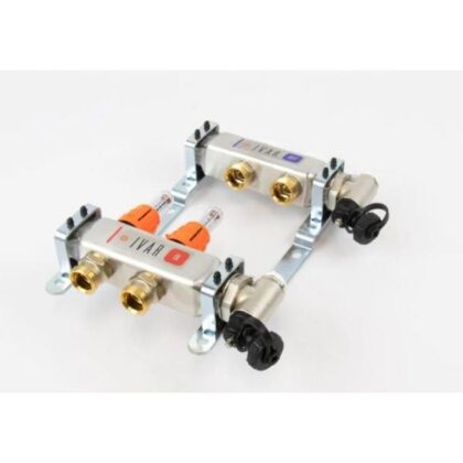 BEGETUBE Collector gemonteerd 1'' 2 kringen x 3/4'' EK- RVS +topdebietmeters ontluchters 261102202