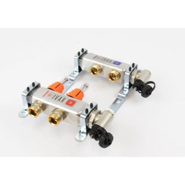 BEGETUBE Collector gemonteerd 1'' 2 kringen x 3/4'' EK- RVS +topdebietmeters ontluchters 261102202