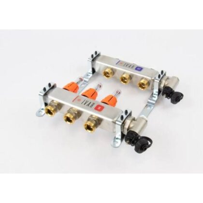 BEGETUBE Collector gemonteerd 1'' 3 kringen x 3/4'' EK- RVS +topdebietmeters ontluchters 261102203
