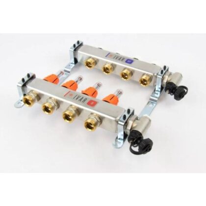 BEGETUBE Collector gemonteerd 1'' 4 kringen x 3/4'' EK- RVS +topdebietmeters ontluchters 261102204