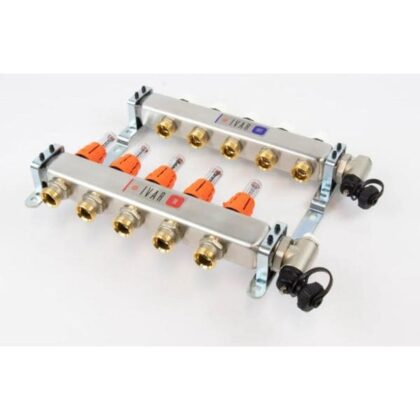 BEGETUBE Collector gemonteerd 1'' 5 kringen x 3/4'' EK- RVS +topdebietmeters ontluchters 261102205
