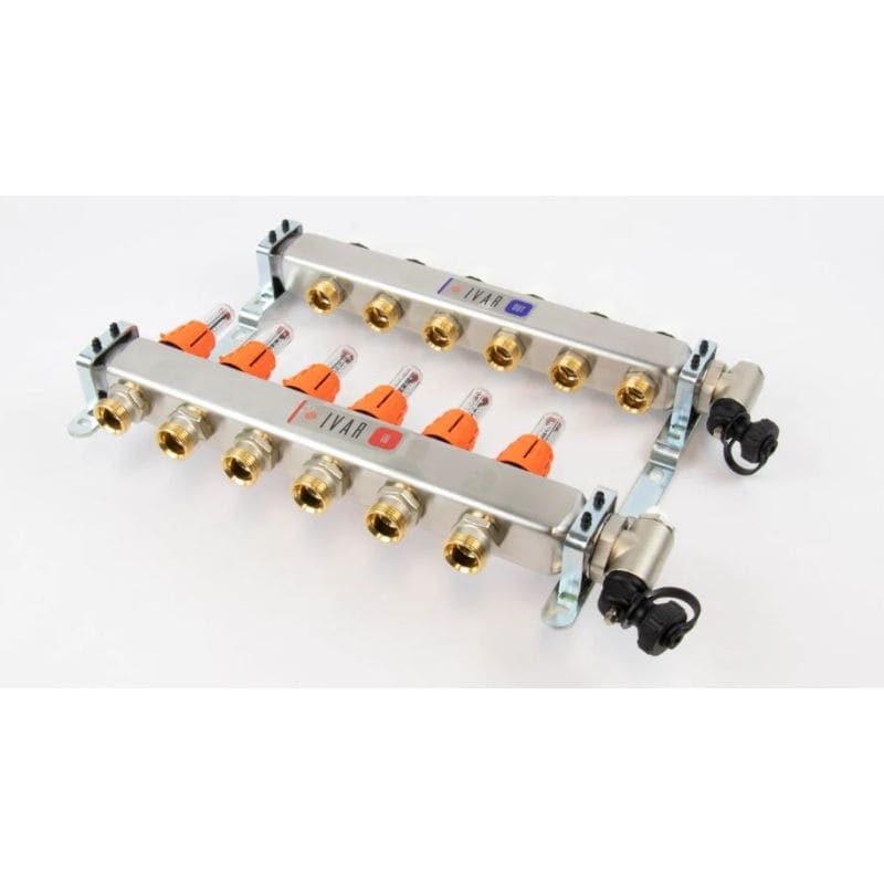 BEGETUBE Collector gemonteerd 1'' 6 kringen x 3/4'' EK- RVS +topdebietmeters ontluchters 261102206