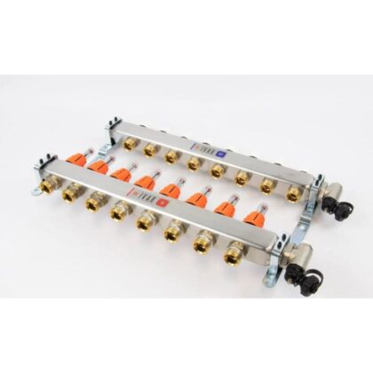 BEGETUBE Collector gemonteerd 1'' 8 kringen x 3/4'' EK- RVS +topdebietmeters ontluchters 261102208