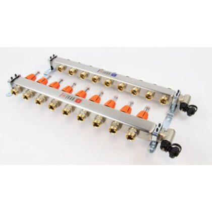 BEGETUBE Collector gemonteerd 1'' 9 kringen x 3/4'' EK- RVS +topdebietmeters ontluchters 261102209