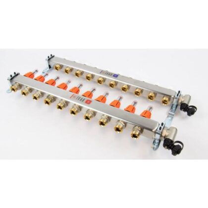 BEGETUBE Collector gemonteerd 1'' 10 kringen x 3/4'' EK- RVS+topdebietmeters ontluchters 261102210