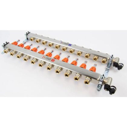 BEGETUBE Collector gemonteerd 1'' 11 kringen x 3/4'' EK- RVS+topdebietmeters ontluchters 261102211