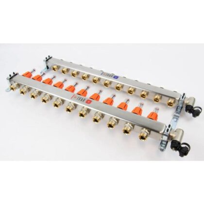 BEGETUBE Collector gemonteerd 1'' 12 kringen x 3/4'' EK- RVS+topdebietmeters ontluchters 261102212