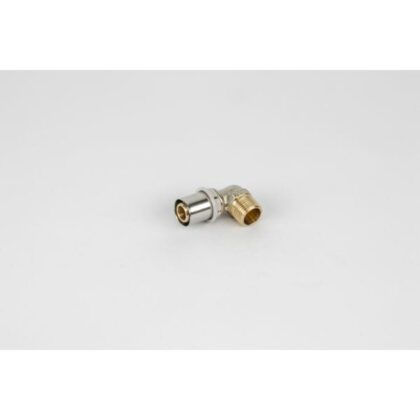 BEGETUBE Haakse Alpex perskoppeling buitendraad - Ø1/2''M x 20x2mm - messing - hoek 90° 318010435
