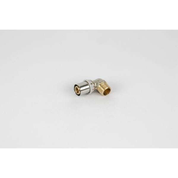 BEGETUBE Haakse Alpex perskoppeling buitendraad - Ø1/2''M x 20x2mm - messing - hoek 90° 318010435