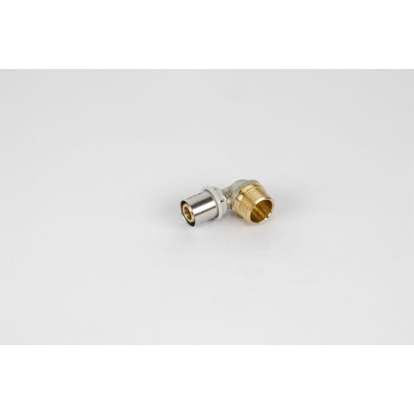 BEGETUBE Haakse Alpex perskoppeling buitendraad - Ø3/4''M x 20x2mm - messing - hoek 90° 318010735