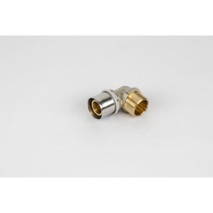 BEGETUBE Haakse Alpex perskoppeling buitendraad - Ø1''M x 32x3mm - messing - hoek 90° 318011066