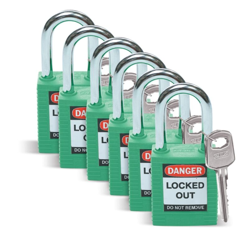 BRADY 38 mm Veiligheidsslot Groen - Keyed Different 6 PK 051345