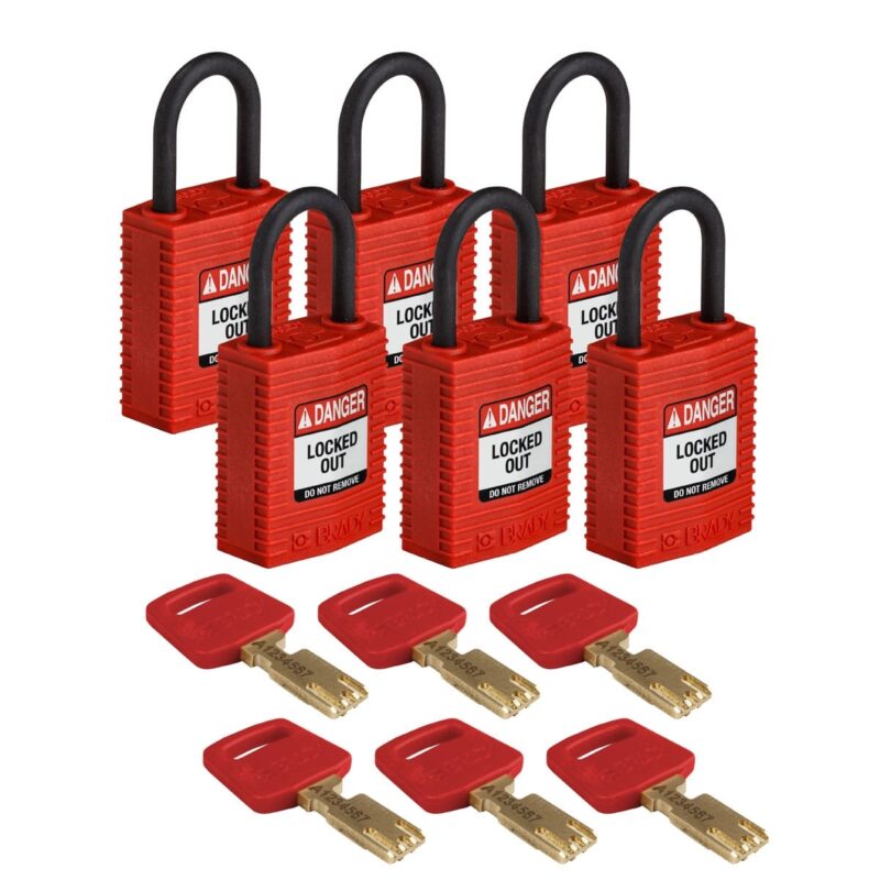 BRADY SafeKey Compact Nylon Lockout padlocks - red - 6 stuks 150207