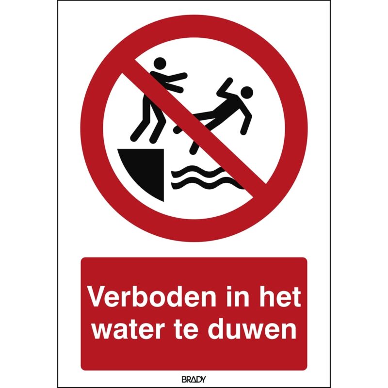 BRADY ISO Veiligheidspictogram - Verboden in het water te duwen 241108