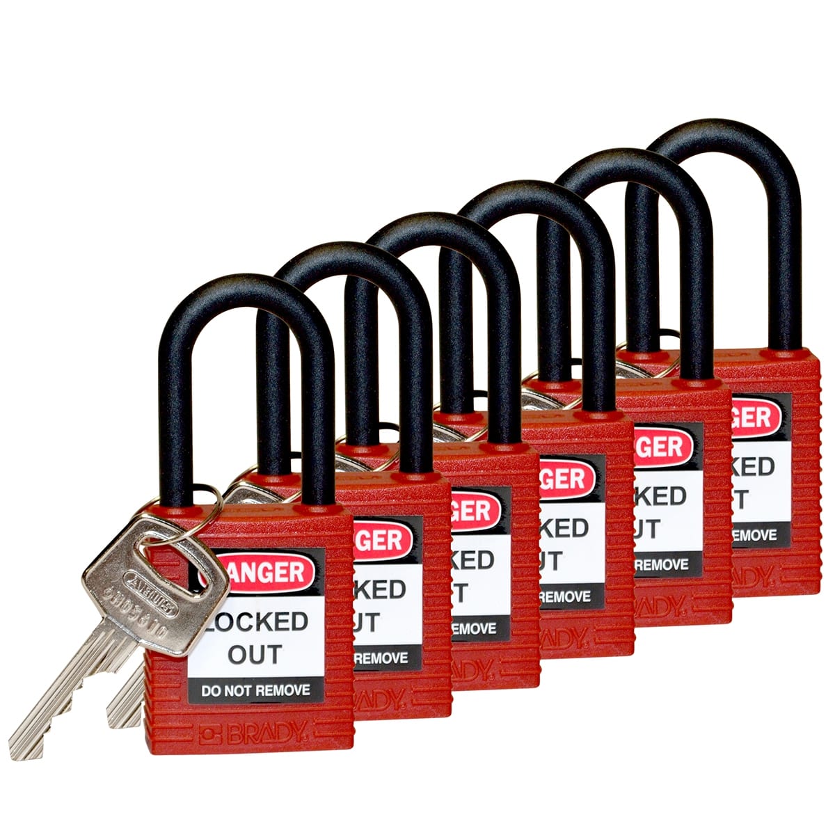 BRADY 38mm SAFETY PADLOCK RED KD6 (6 PACK) 813594