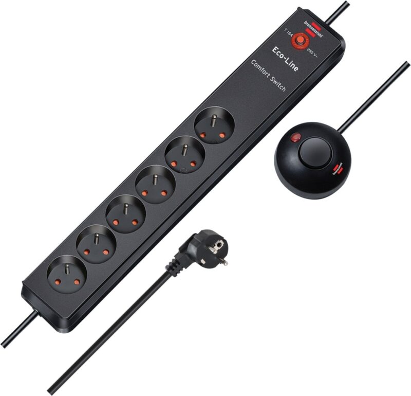 BRENNENSTUHL Stopcontactlijst Eco-Line comfortswitch. 5 stopcontacten conform voetschakelaar 1159454616