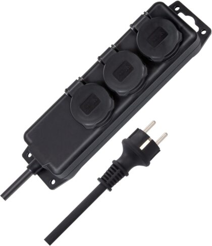 BRENNENSTUHL Stekkerdoos IP44 3-voudig zwart 2m H07RN-F 3G1